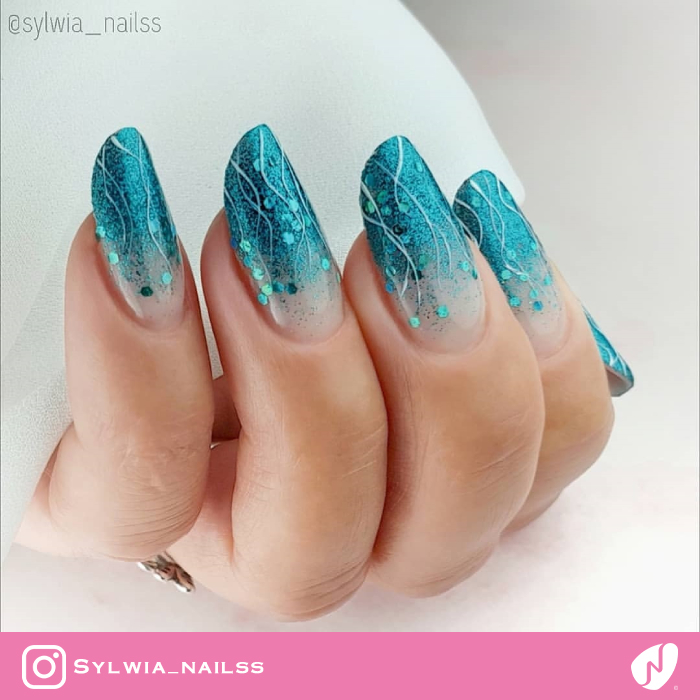 Blue Ombre Sparkle Nails